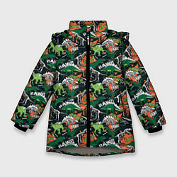 Куртка зимняя для девочки Динозавры Dinosaurs, цвет: 3D-светло-серый