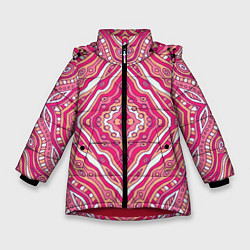 Куртка зимняя для девочки Абстракция Узор розового цвета, цвет: 3D-красный