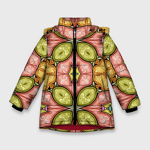 Зимняя куртка для девочки Калейдоскоп узоры / 3D-Красный – фото 1