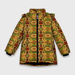 Куртка зимняя для девочки Абстрактные узоры, цвет: 3D-черный