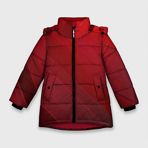 Зимняя куртка для девочки Полосы На красном Фоне / 3D-Красный – фото 1