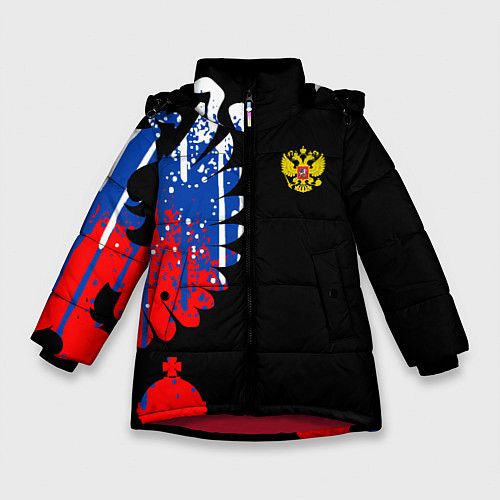 Зимняя куртка для девочки Герб russia / 3D-Красный – фото 1