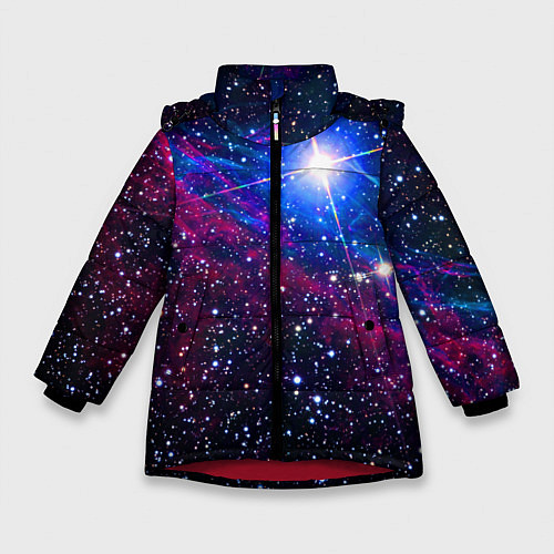 Зимняя куртка для девочки Открытый космос Star Neon / 3D-Красный – фото 1