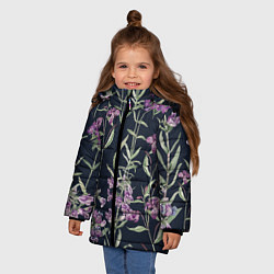 Куртка зимняя для девочки Цветы Фиолетовые, цвет: 3D-красный — фото 2