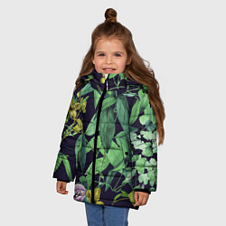 Куртка зимняя для девочки Цветы Ботанические, цвет: 3D-черный — фото 2