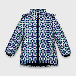 Куртка зимняя для девочки ЛИНИИ ПАТТЕРН ГЕОМЕТРИЧЕСКИЙ, цвет: 3D-черный