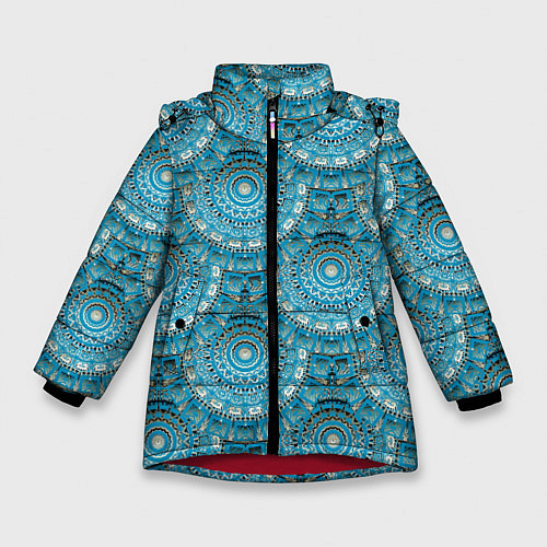 Зимняя куртка для девочки Круговые узоры / 3D-Красный – фото 1
