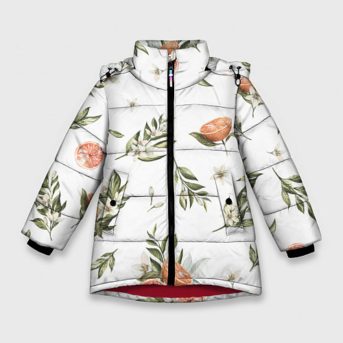 Зимняя куртка для девочки Цветы Цитрусовых Мандарин / 3D-Красный – фото 1