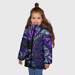 Куртка зимняя для девочки Цветы Тропики Ночью, цвет: 3D-черный — фото 2