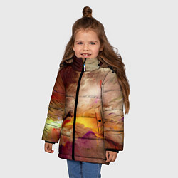 Куртка зимняя для девочки Красочная пасмурность, цвет: 3D-черный — фото 2
