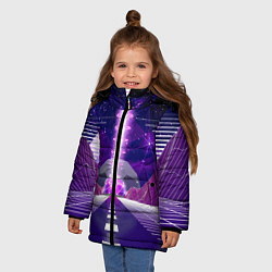 Куртка зимняя для девочки Vaporwave Neon Space, цвет: 3D-черный — фото 2