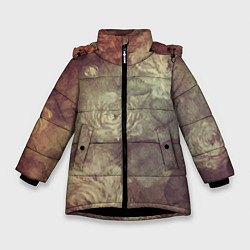 Куртка зимняя для девочки Цветы картина маслом, цвет: 3D-черный