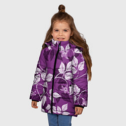 Куртка зимняя для девочки Фиолетовый вьюнок, цвет: 3D-светло-серый — фото 2