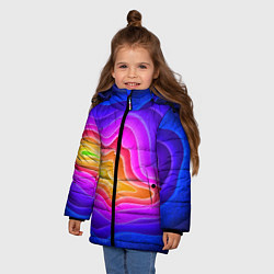 Куртка зимняя для девочки Растекание красок, цвет: 3D-светло-серый — фото 2