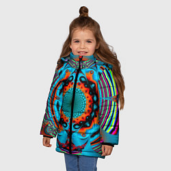 Куртка зимняя для девочки АБСТРАКТНЫЙ УЗОР ИЛЛЮЗИЯ, цвет: 3D-черный — фото 2