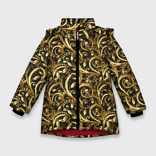 Зимняя куртка для девочки Золотистые узоры / 3D-Красный – фото 1