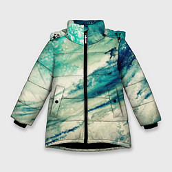 Куртка зимняя для девочки Лазурная волна, цвет: 3D-черный