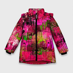 Куртка зимняя для девочки ЦВЕТОВАЯ АБСТРАКЦИЯ COLOR ABSTRACTION, цвет: 3D-красный