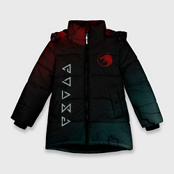 Куртка зимняя для девочки The witcher Волк Черные Молнии, цвет: 3D-черный