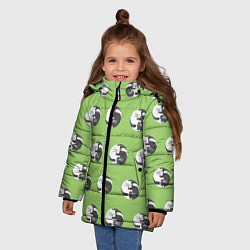 Куртка зимняя для девочки Орнамент котики инь янь, цвет: 3D-светло-серый — фото 2