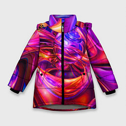 Куртка зимняя для девочки Abstract color neon composition Абстрактная неонов, цвет: 3D-светло-серый