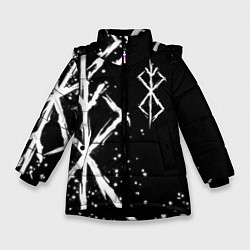 Куртка зимняя для девочки КЛЕЙМО ЖЕРТВЫ - БЕРСЕРК, цвет: 3D-черный