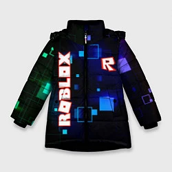 Куртка зимняя для девочки ROBLOX неоновые кубики, цвет: 3D-черный