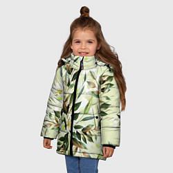 Куртка зимняя для девочки Цветы Липовый Сад, цвет: 3D-светло-серый — фото 2