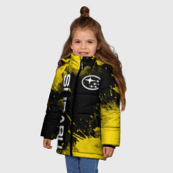 Куртка зимняя для девочки СУБАРУ - SUBARU Желтые пятна, цвет: 3D-светло-серый — фото 2