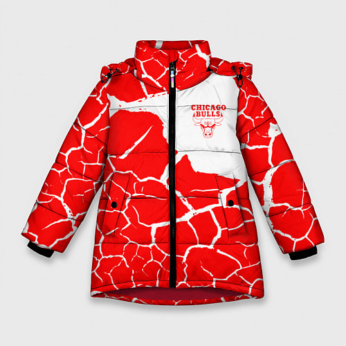 Зимняя куртка для девочки CHICAGO BULLS ЧИКАГО БУЛЛС ТРЕЩИНЫ / 3D-Красный – фото 1
