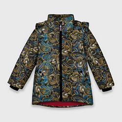 Куртка зимняя для девочки Классические узоры текстуры, цвет: 3D-красный