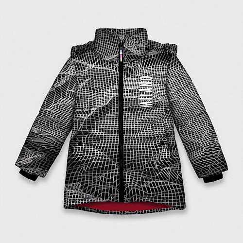 Зимняя куртка для девочки Мятая сетчатая ткань Crumpled Mesh Fabric / 3D-Красный – фото 1