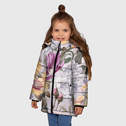 Куртка зимняя для девочки Цветы Романтический Букет, цвет: 3D-черный — фото 2