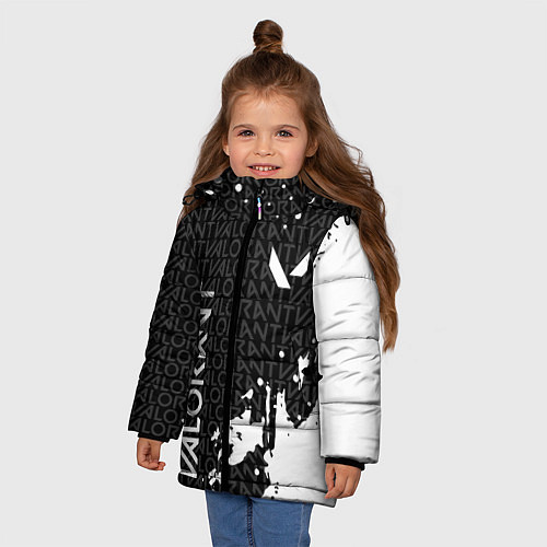 Зимняя куртка для девочки Valorant - Паттерн надписи / 3D-Светло-серый – фото 3