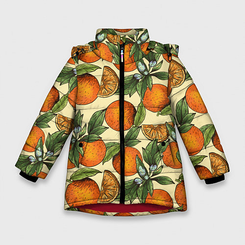 Зимняя куртка для девочки Узор Апельсиновое настроение / 3D-Красный – фото 1