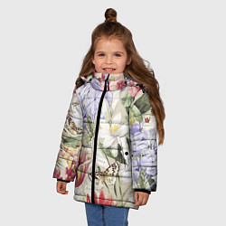 Куртка зимняя для девочки Цветы Утренний Букет Лилий, цвет: 3D-черный — фото 2