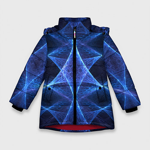Зимняя куртка для девочки Объёмный геометрический паттерн Volumetric geometr / 3D-Красный – фото 1