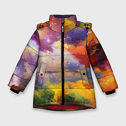 Куртка зимняя для девочки Красочный горный пейзаж Грузия Colorful mountain l, цвет: 3D-красный