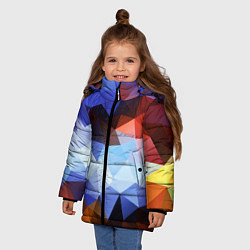 Куртка зимняя для девочки Абстрактный цветной узор из треугольников Abstract, цвет: 3D-красный — фото 2