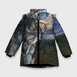 Куртка зимняя для девочки IN COLD wolf without logo, цвет: 3D-черный