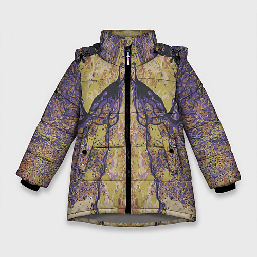 Зимняя куртка для девочки Абстрактный цветой графический узор abstract color / 3D-Светло-серый – фото 1