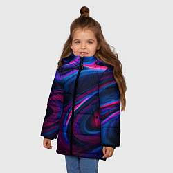 Куртка зимняя для девочки Неоновые разводы Neon streaks, цвет: 3D-красный — фото 2