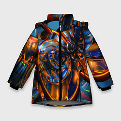 Куртка зимняя для девочки Объёмная футуристическая композиция Абстракция Vol, цвет: 3D-светло-серый