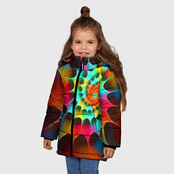 Куртка зимняя для девочки Красочная неоновая спираль Colorful neon spiral, цвет: 3D-красный — фото 2