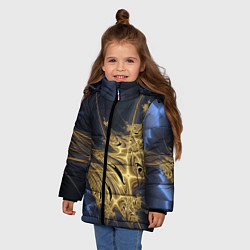 Куртка зимняя для девочки Фрактальная футуристическая композиция Абстракция, цвет: 3D-черный — фото 2