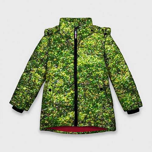 Зимняя куртка для девочки Камуфляж Дубки / 3D-Красный – фото 1
