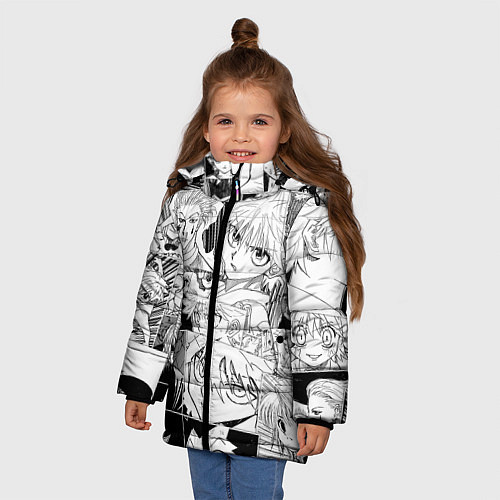 Зимняя куртка для девочки Hunter x Hunter pattern / 3D-Светло-серый – фото 3