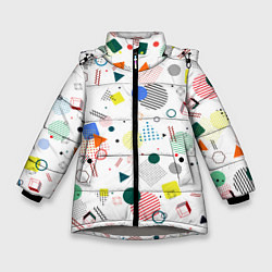 Куртка зимняя для девочки MULTICOLORED GEOMETRIC SHAPES, цвет: 3D-светло-серый