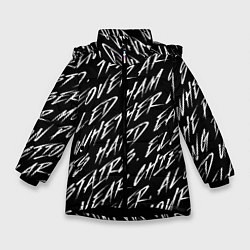 Куртка зимняя для девочки Рандомный текст, цвет: 3D-черный