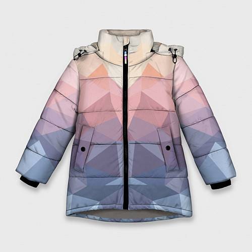 Зимняя куртка для девочки Полигональная свежесть 2022 / 3D-Светло-серый – фото 1